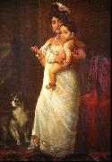 Raja Ravi Varma The Lady in the picture is Mahaprabha Thampuratti of Mavelikara, oil painting